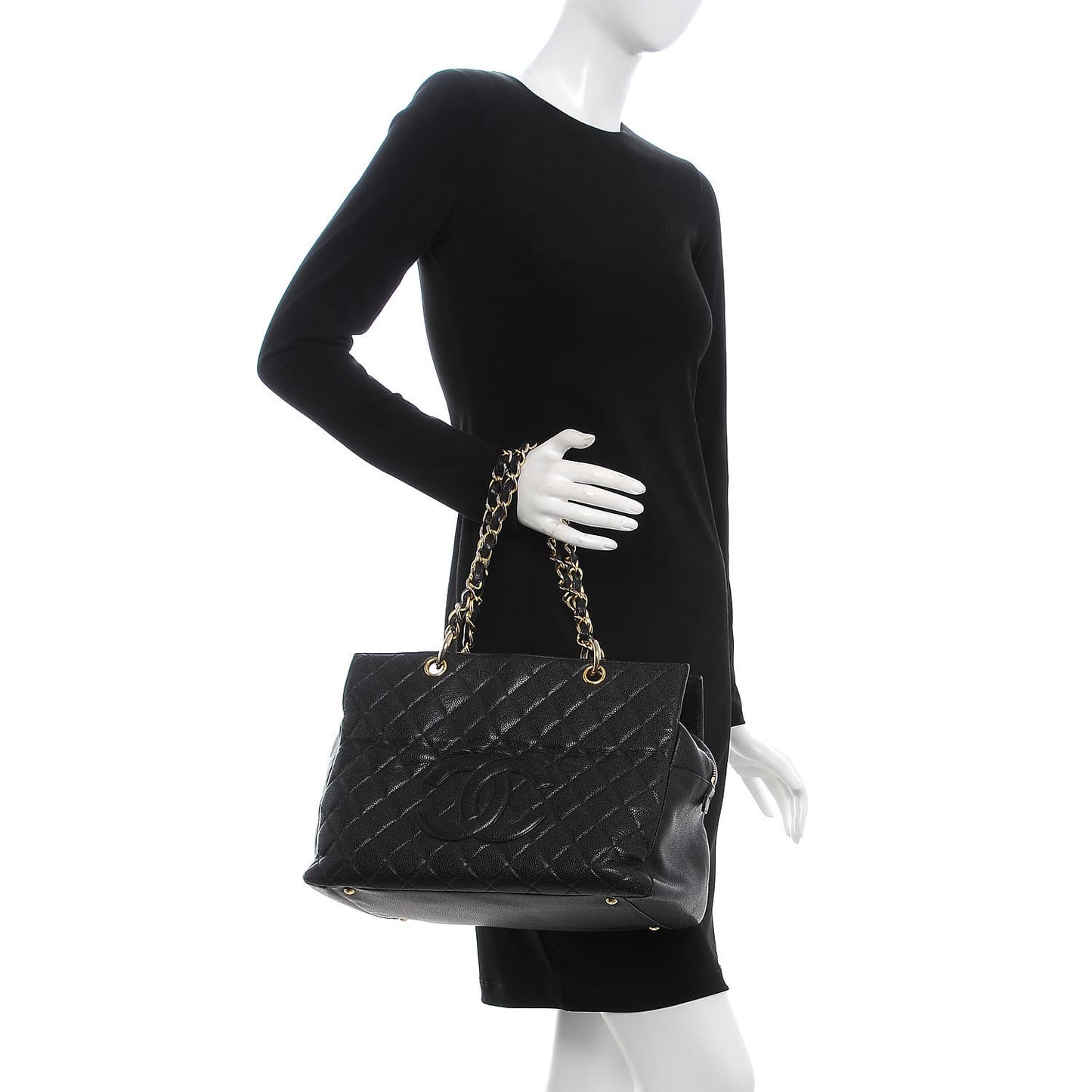 Caviar Quilted Grand Timeless Tote GTT Black