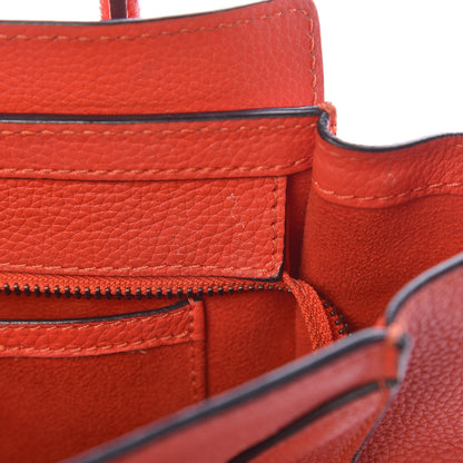 Celine Drummed Calfskin Nano Luggage Vermillion 9 of 15