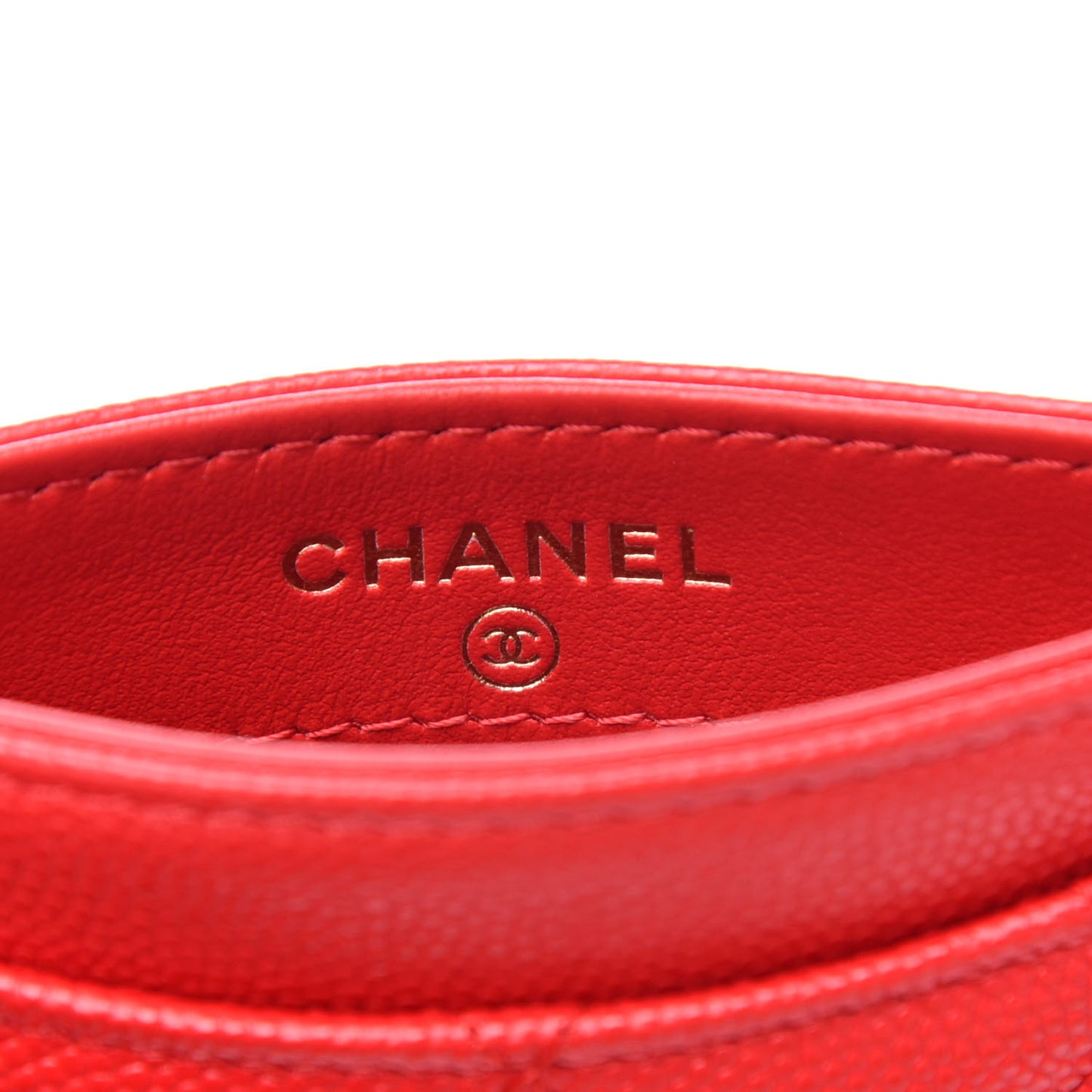 Caviar Quilted Card Holder Red