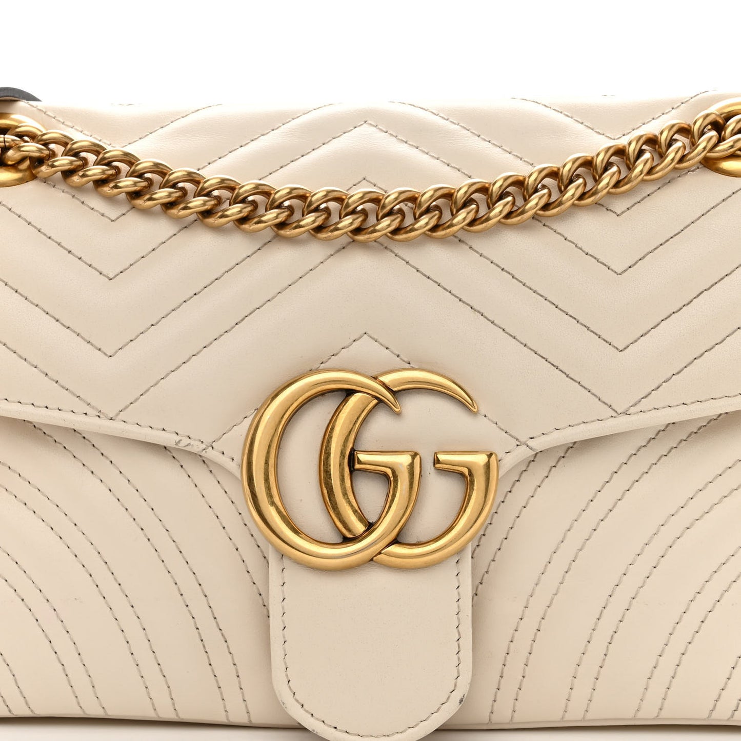 Calfskin Matelasse Small GG Marmont Shoulder Bag White