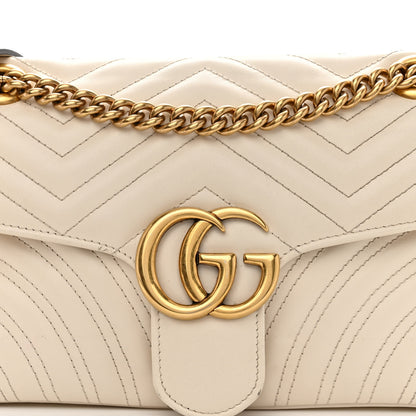 Gucci Calfskin Matelasse Small GG Marmont Shoulder Bag White 8 of 14