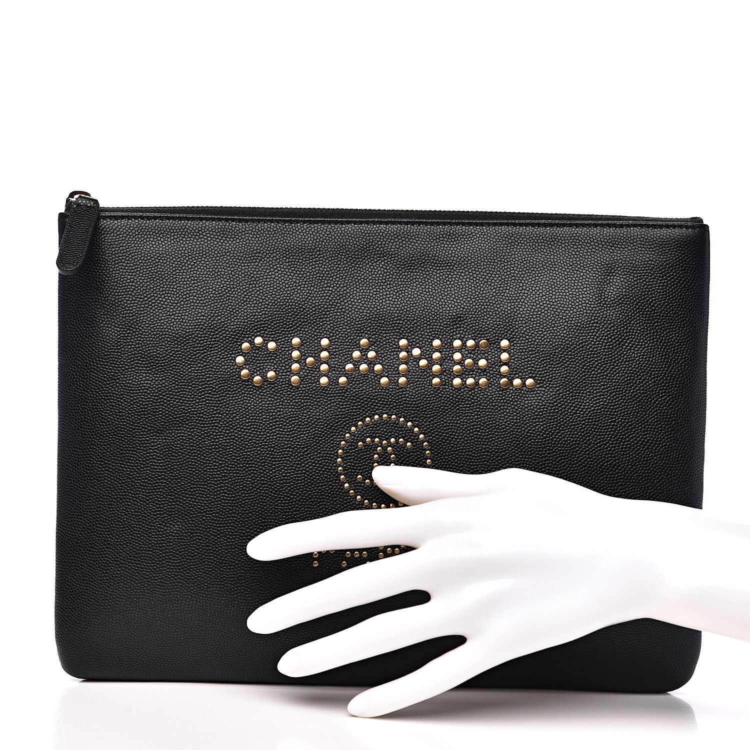 Chanel Caviar Studded Medium Deauville Pouch Black 2 of 11