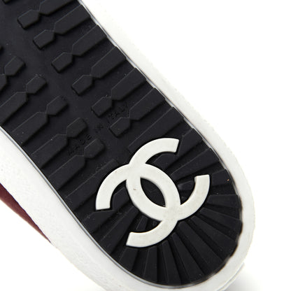Chanel Suede Calfskin Tweed Sneakers 36 Burgundy Grey Red 9 of 11