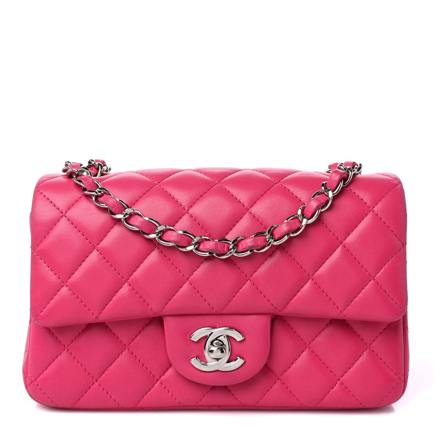 Chanel Lambskin Quilted Mini Rectangular Flap Fuchsia 1 of 14