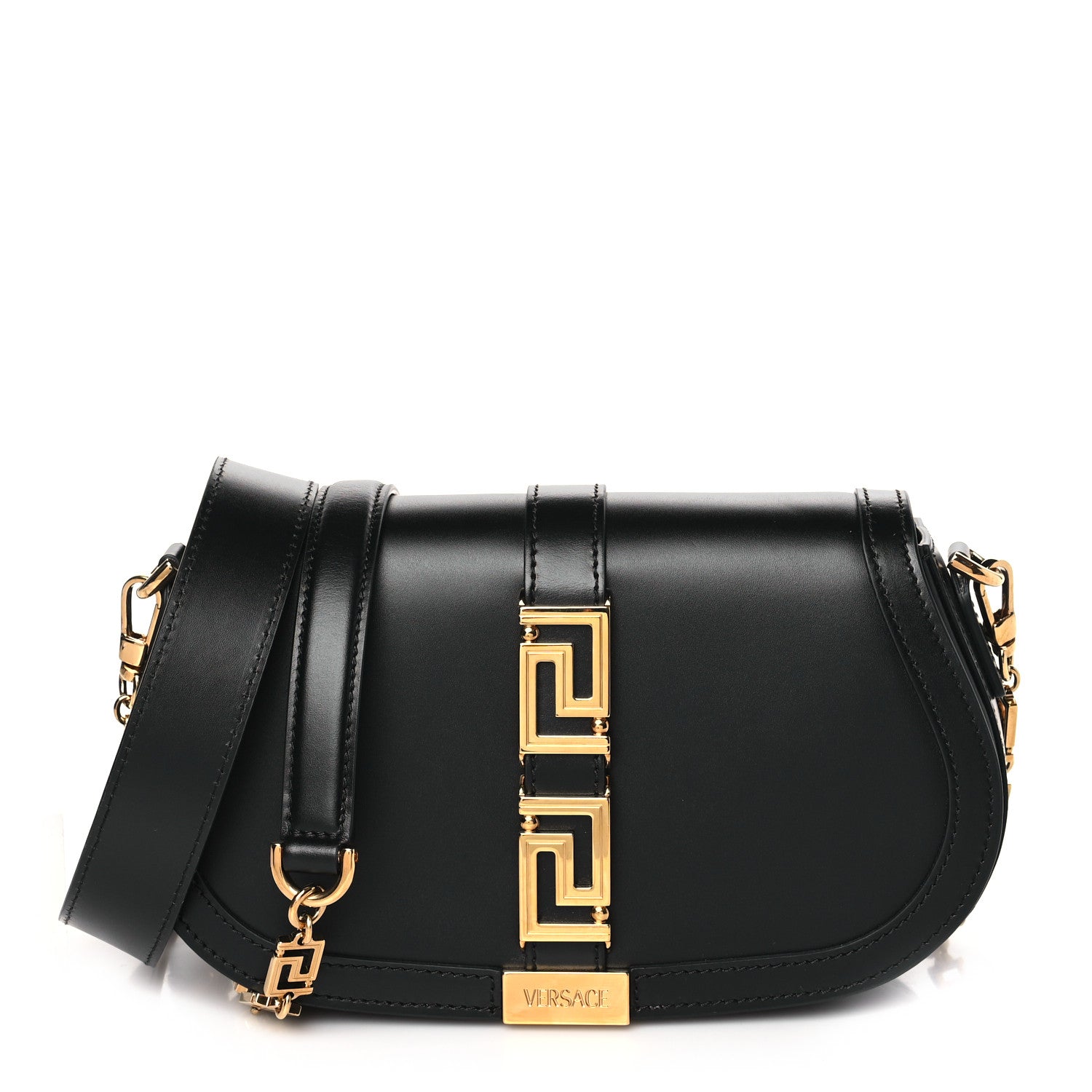 Versace Calfskin Medium Greca Goddess Shoulder Bag Black 1 of 9