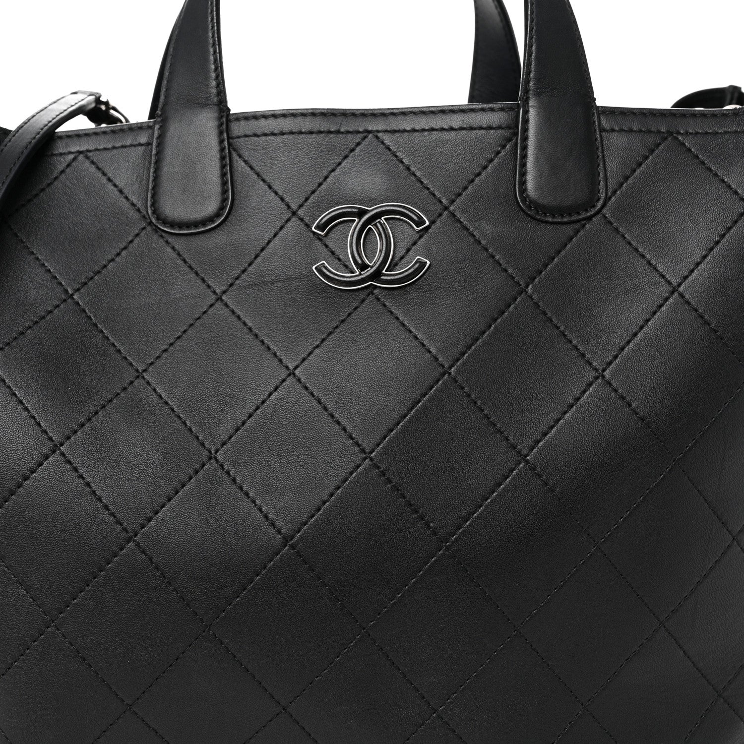 Chanel Calfskin Stitched Large Lady Coco Shopping Tote Black 8 of 10