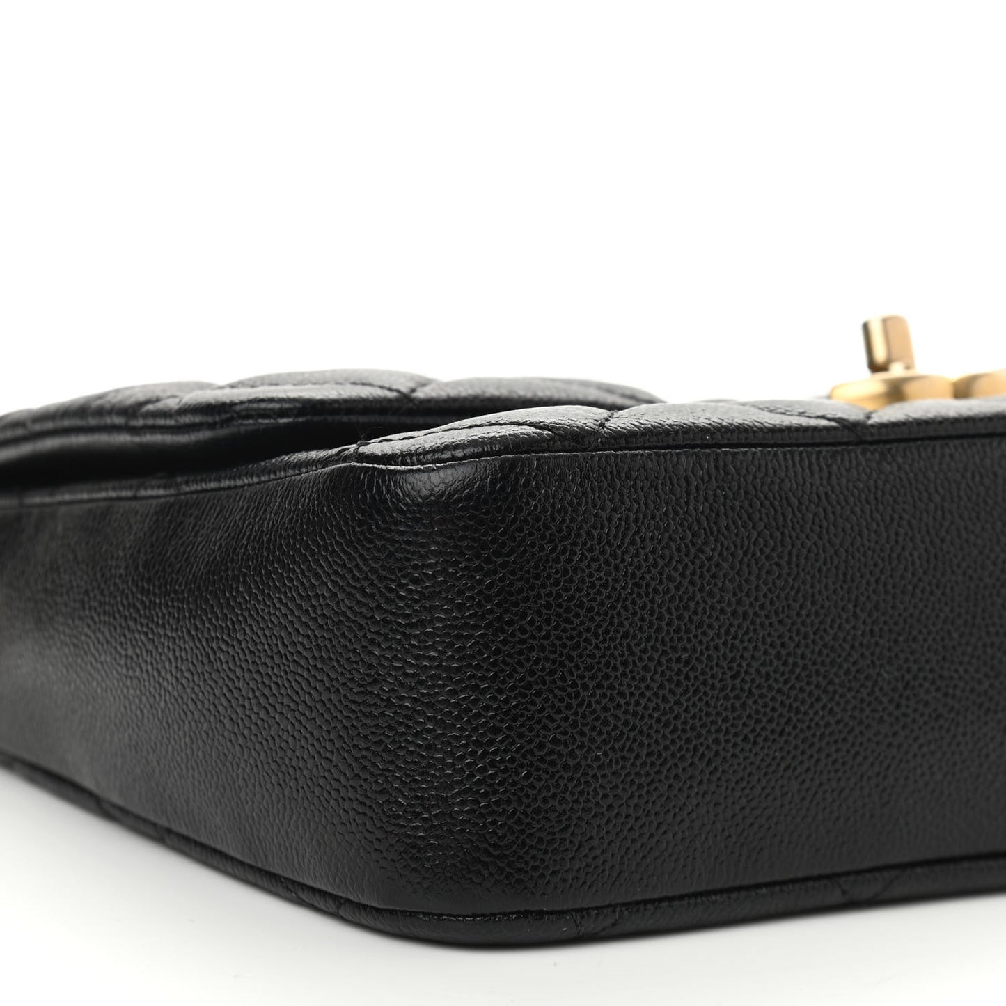 Shiny Caviar Quilted Large Chain Melody Flap Black