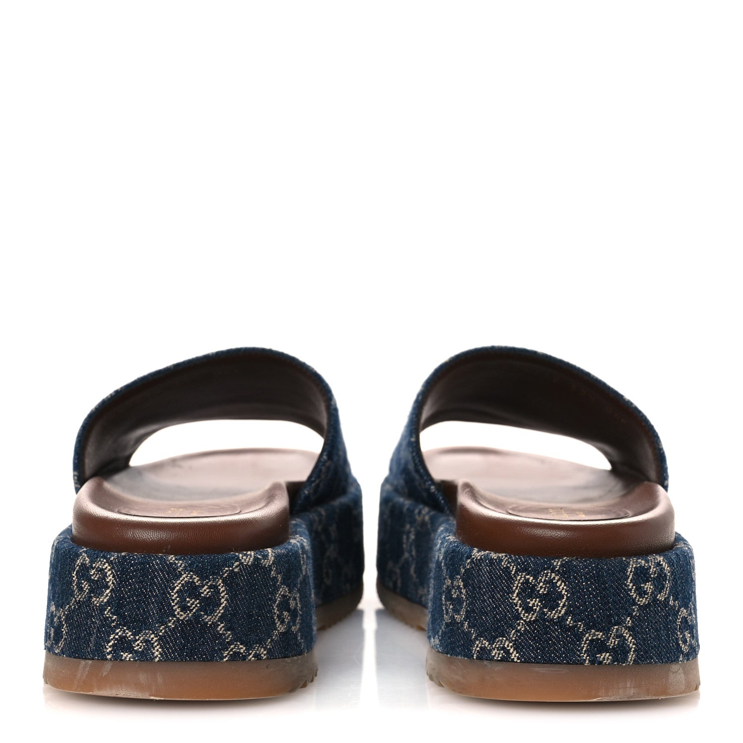 Gucci New Denim GG Monogram Angelina Platform 55mm Slide Sandals 39.5 Blue Tea 6 of 12