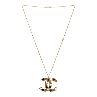 Chanel Crystal Pearl CC Chain Necklace Gold Black 3 of 6