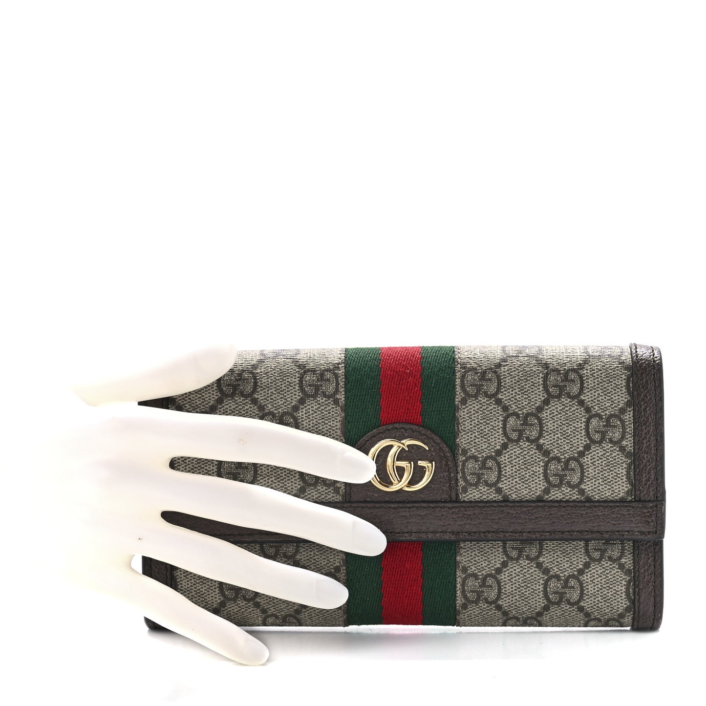 GG Supreme Monogram Web Ophidia Continental Wallet Brown