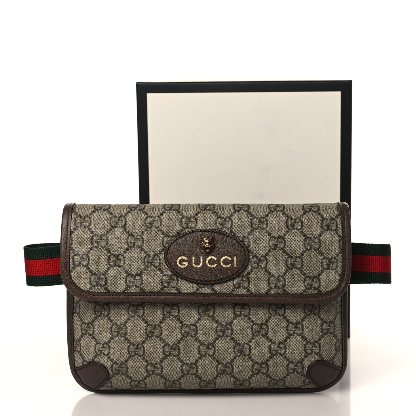 GG Supreme Monogram Neo Vintage Web Belt Bag Brown