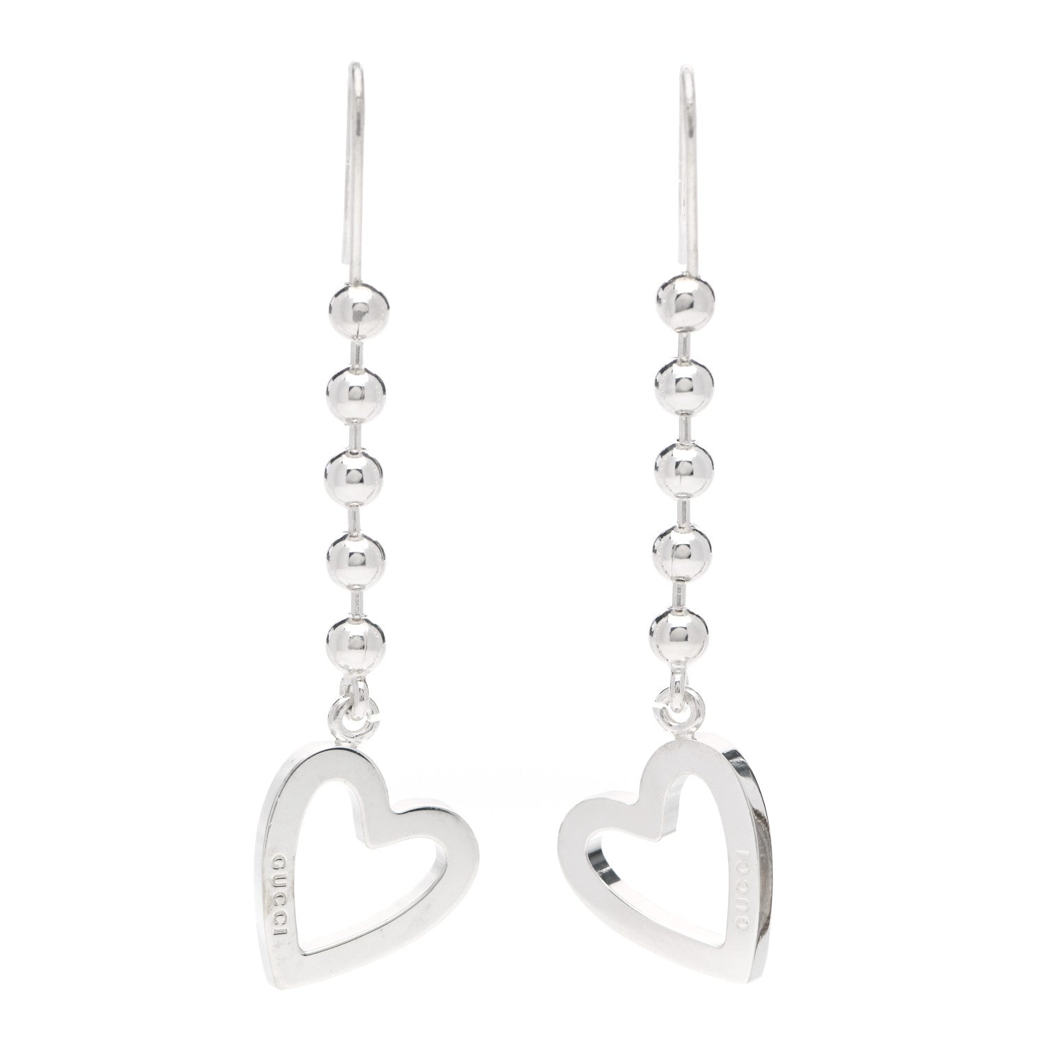 Gucci Sterling Silver Heart Drop Earrings 1 of 6