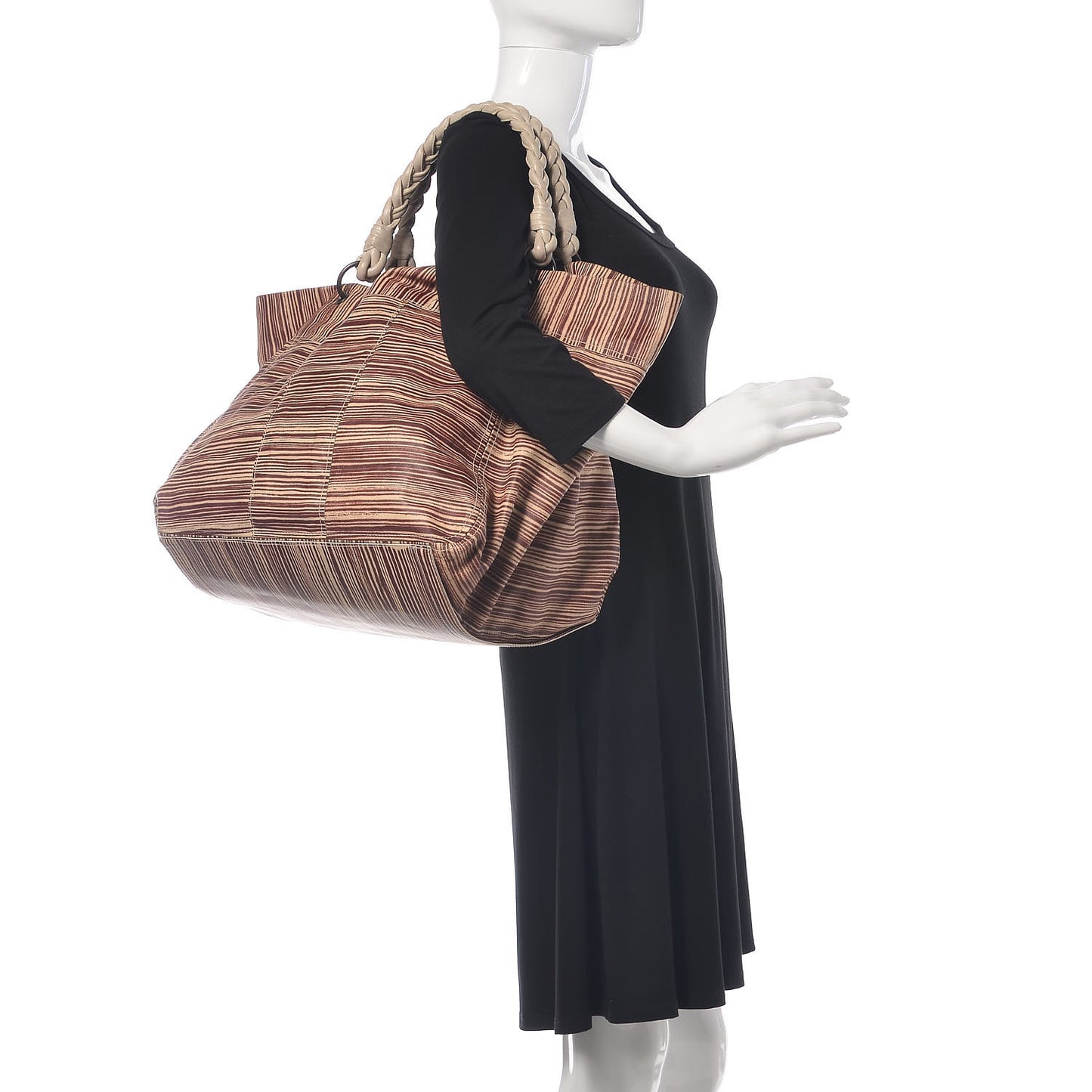 Printed Calfskin Nappa Intrecciato Reversible Tote Multicolor