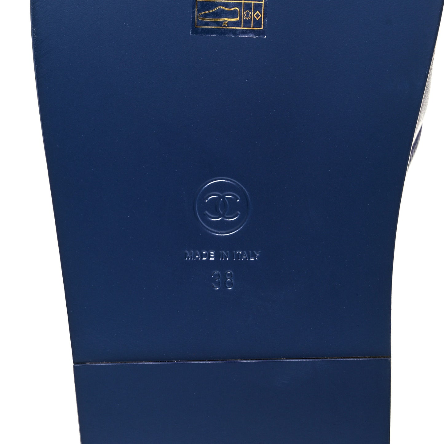 Lambskin Cha-Nel Mule Sandals 38 Navy Multicolor