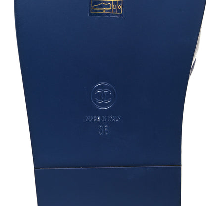 Chanel Lambskin Cha-Nel Mule Sandals 38 Navy Multicolor 7 of 10
