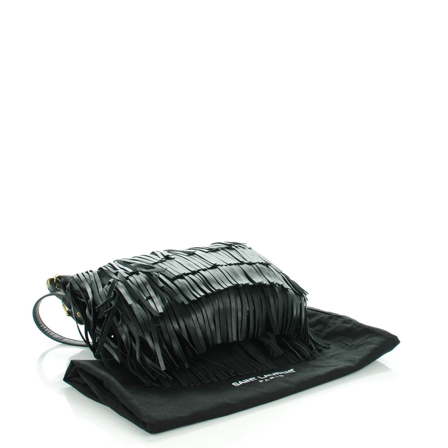 Calfskin Small Emmanuelle Fringe Hobo Bag Black