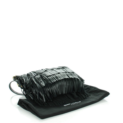 Saint Laurent Calfskin Small Emmanuelle Fringe Hobo Bag Black 4 of 7