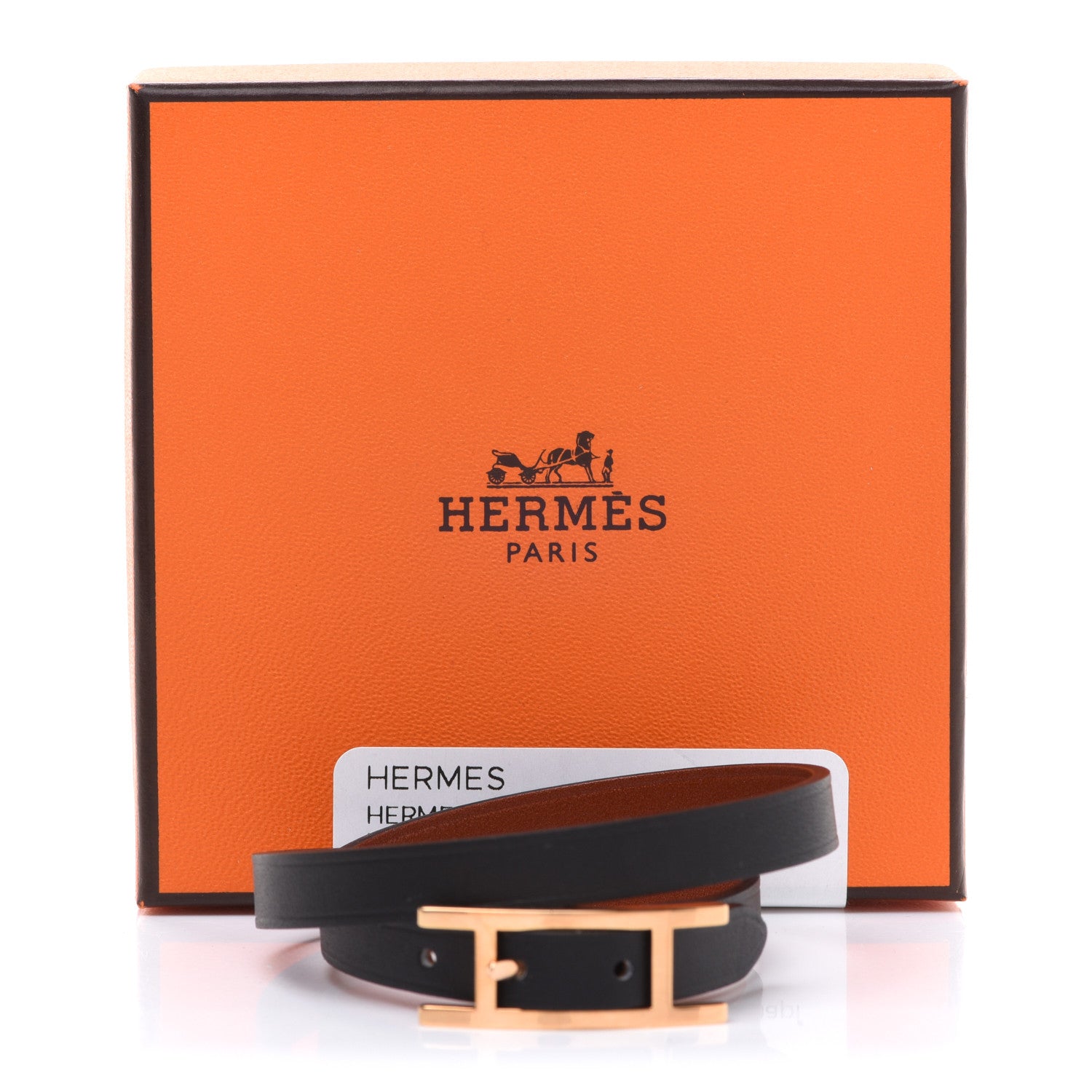 Hermes Chamonix Tadelakt Behapi Double Tour Reversible Bracelet T3 Black Fauve 7 of 7