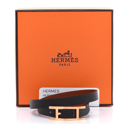 Hermes Chamonix Tadelakt Behapi Double Tour Reversible Bracelet T3 Black Fauve 7 of 7