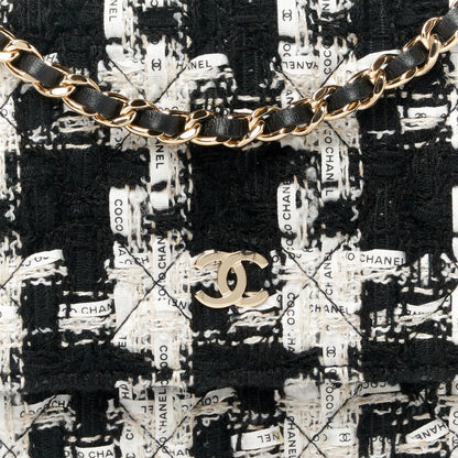 Chanel Tweed Quilted Wallet On Chain WOC Black Ecru White 9 of 12