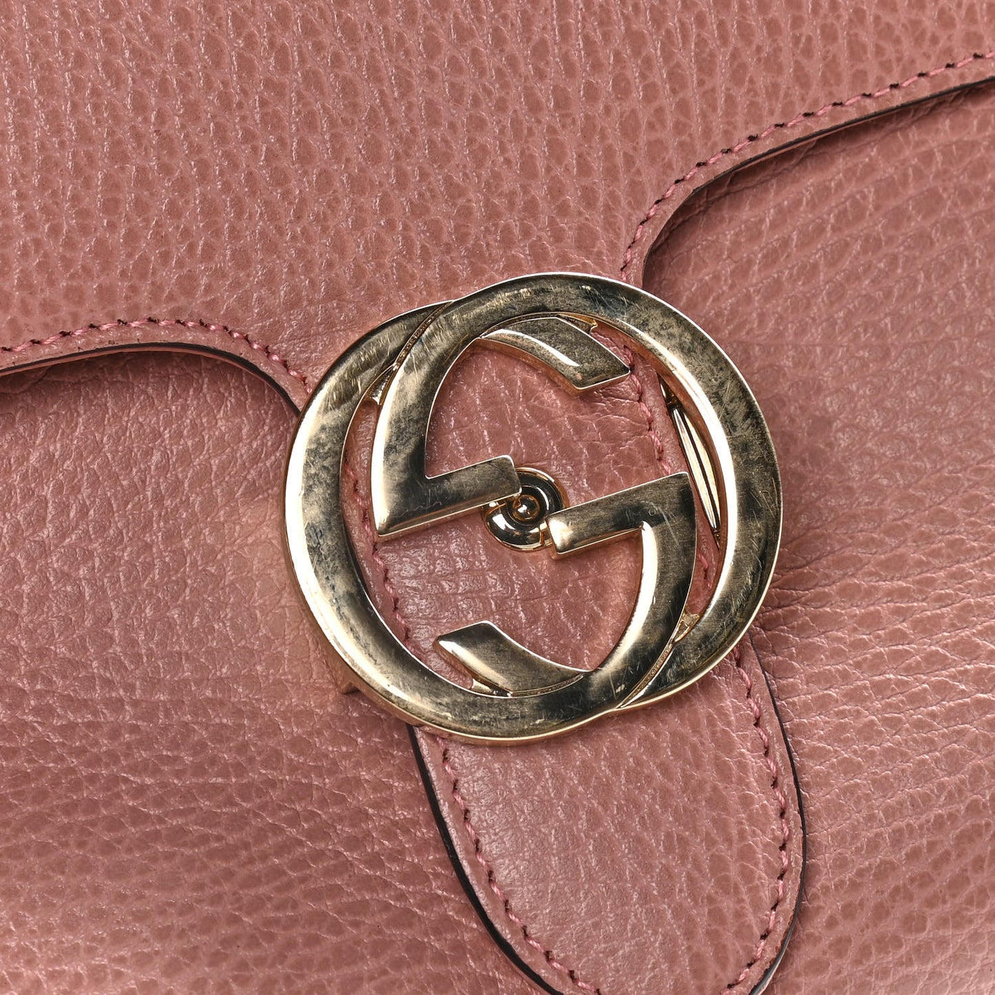 Dollar Calfskin Interlocking G Top Handle Shoulder Bag Soft Pink