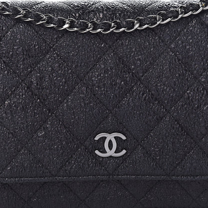 Chanel Crackled Calfskin Wallet On Chain WOC Black 7 of 10
