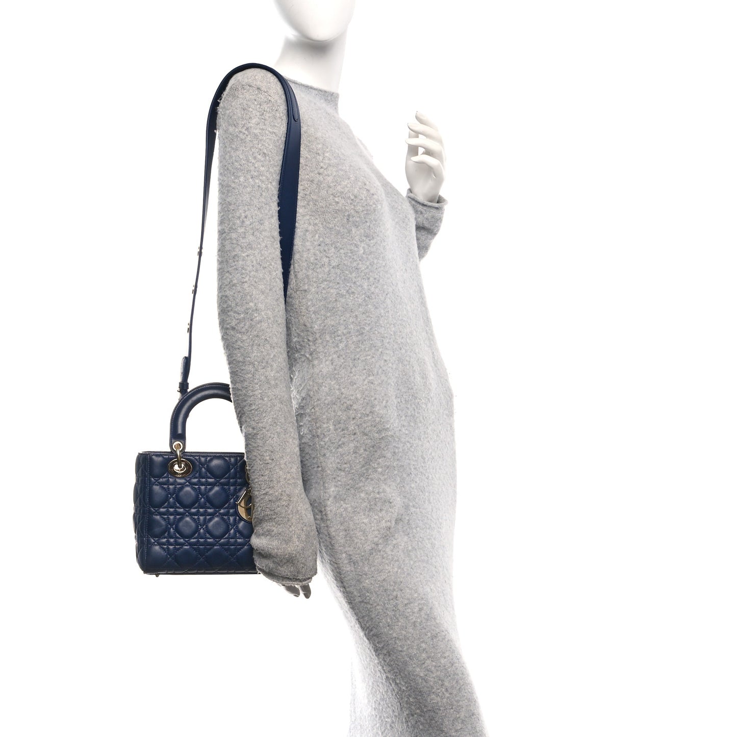 Lambskin Cannage Small Lucky Badges My Lady Dior Navy