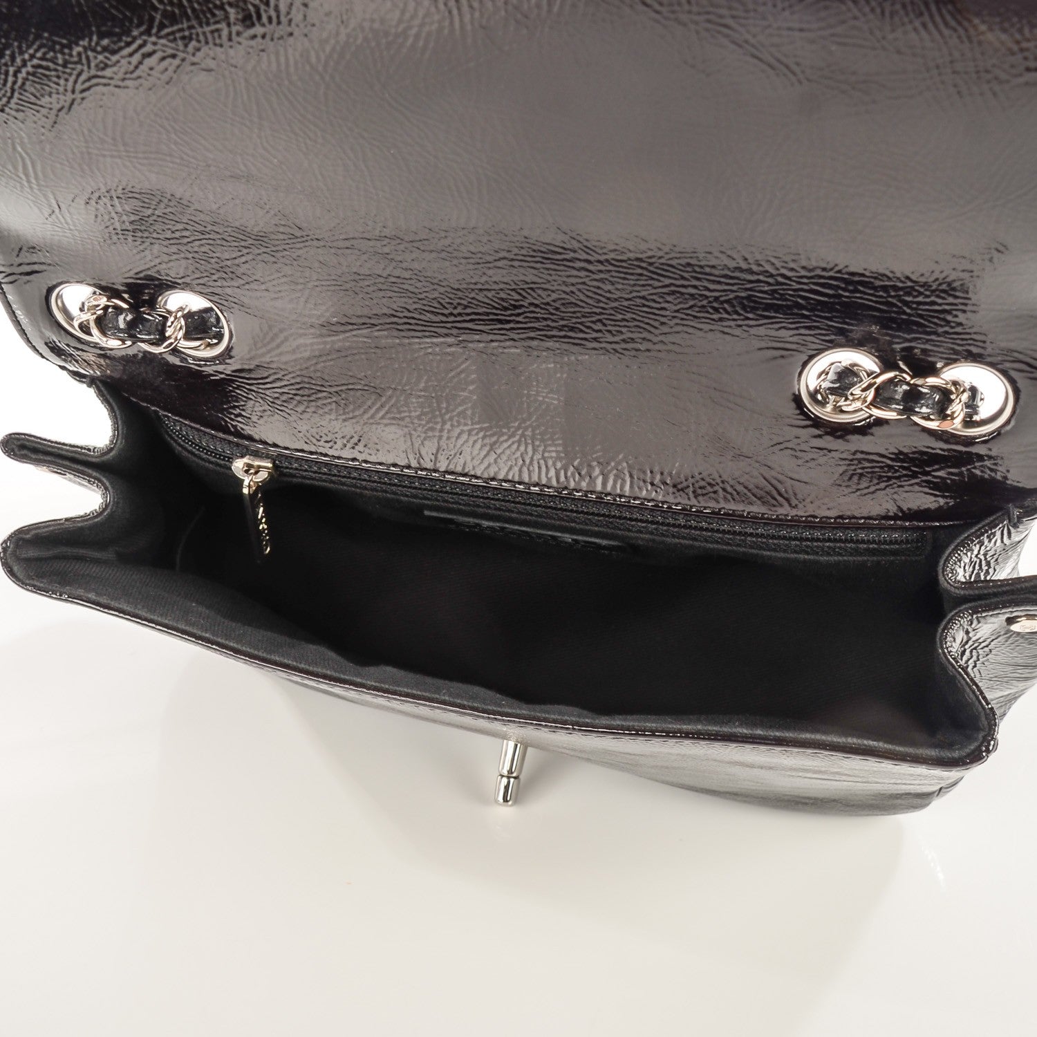 Chanel Distressed Patent Calfskin Small Frame Single Flap Black 5 of 9