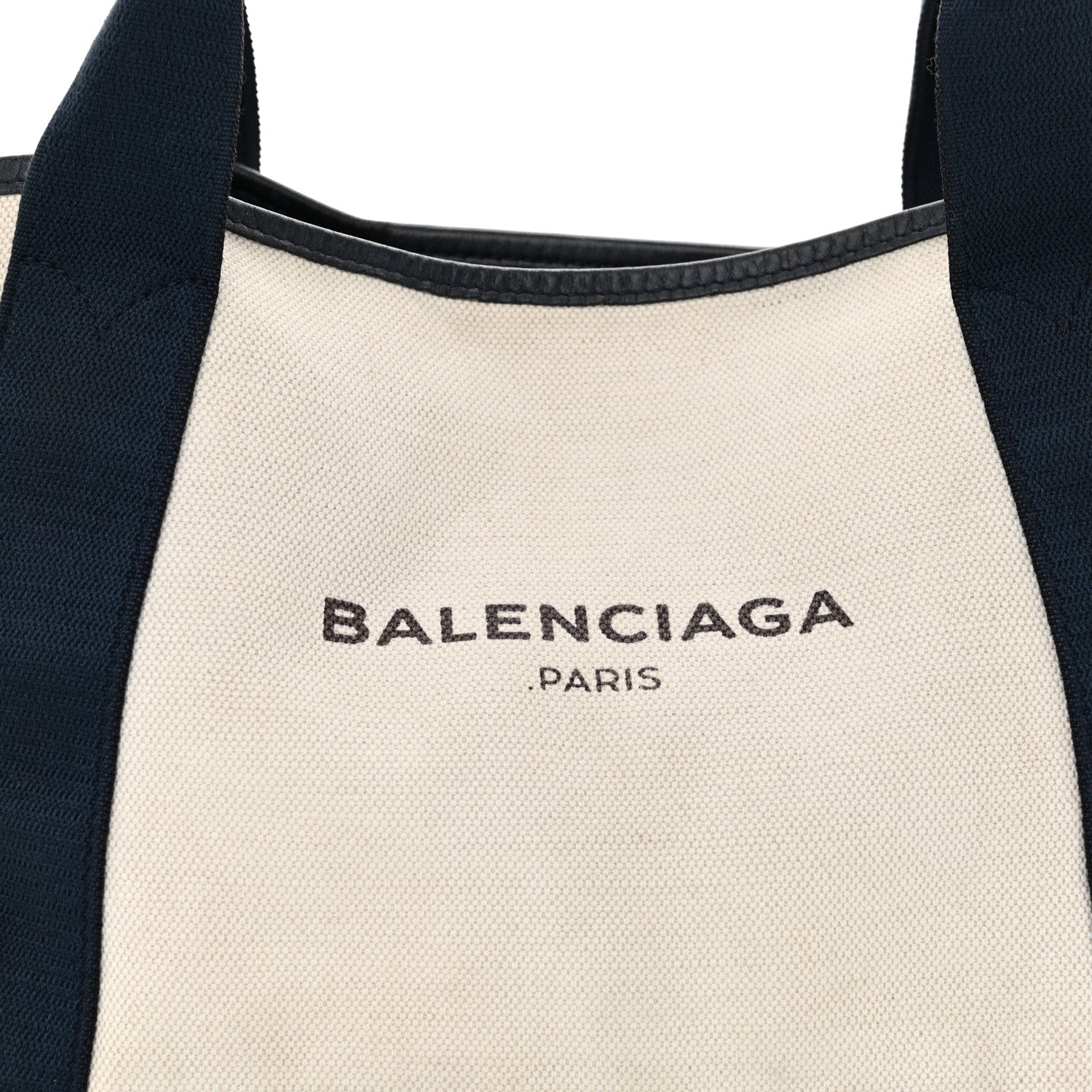 Balenciaga Cotton Canvas Satin Calfskin S Navy Cabas Natural Black 9 of 19