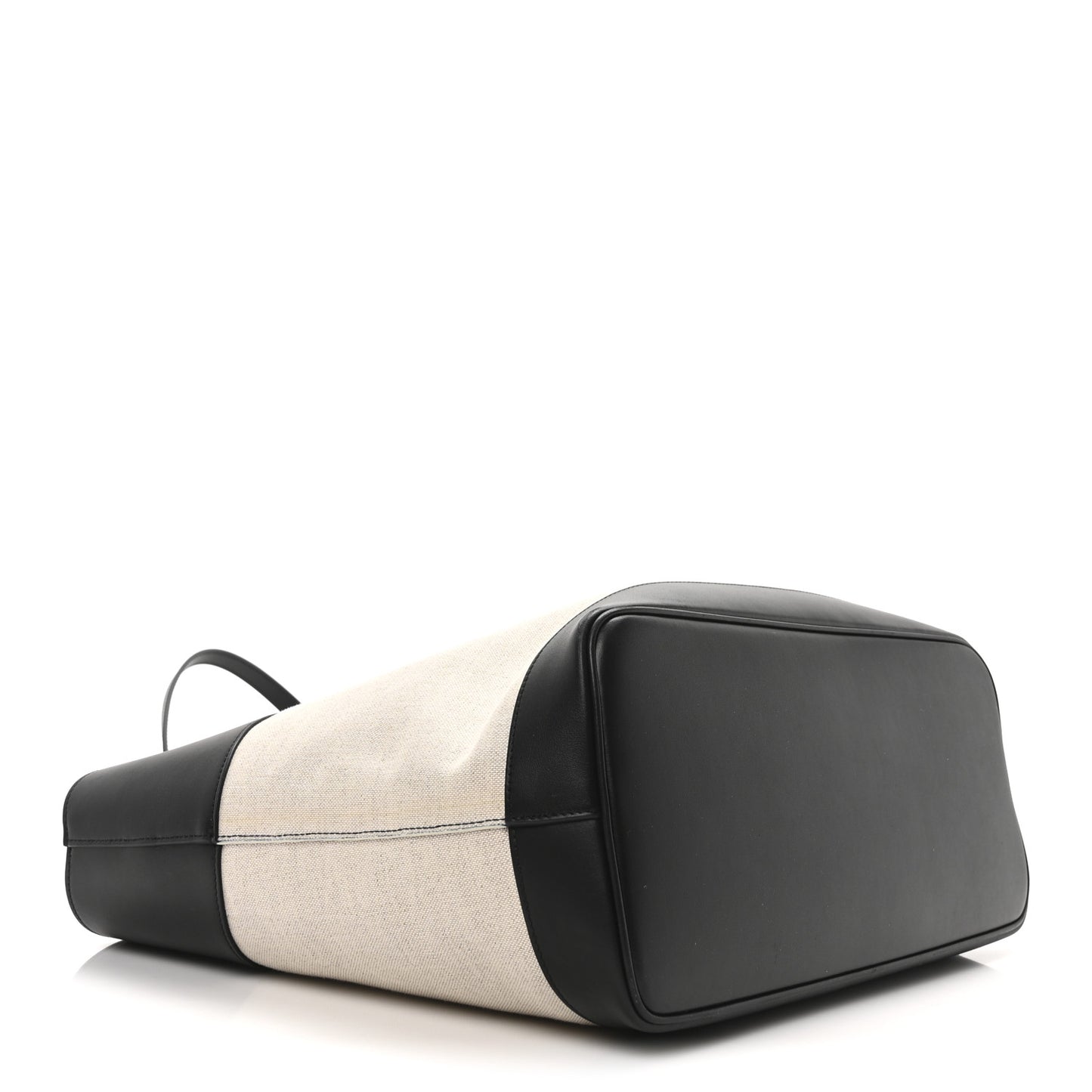 Canvas Calfskin Medium Charming Tote Natural Black