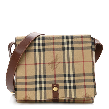 Burberry Haymarket Check Crossbody Messenger Bag Tan 1 of 14