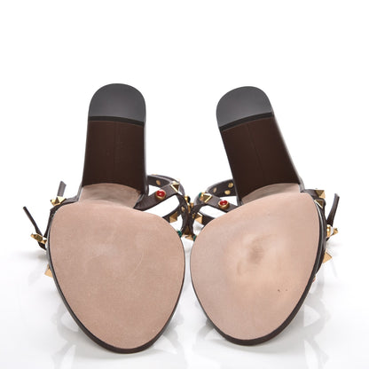 Valentino Garavani Calfskin Rockstud Rolling Cabochon 90mm City Sandals 38 Cacao 5 of 8