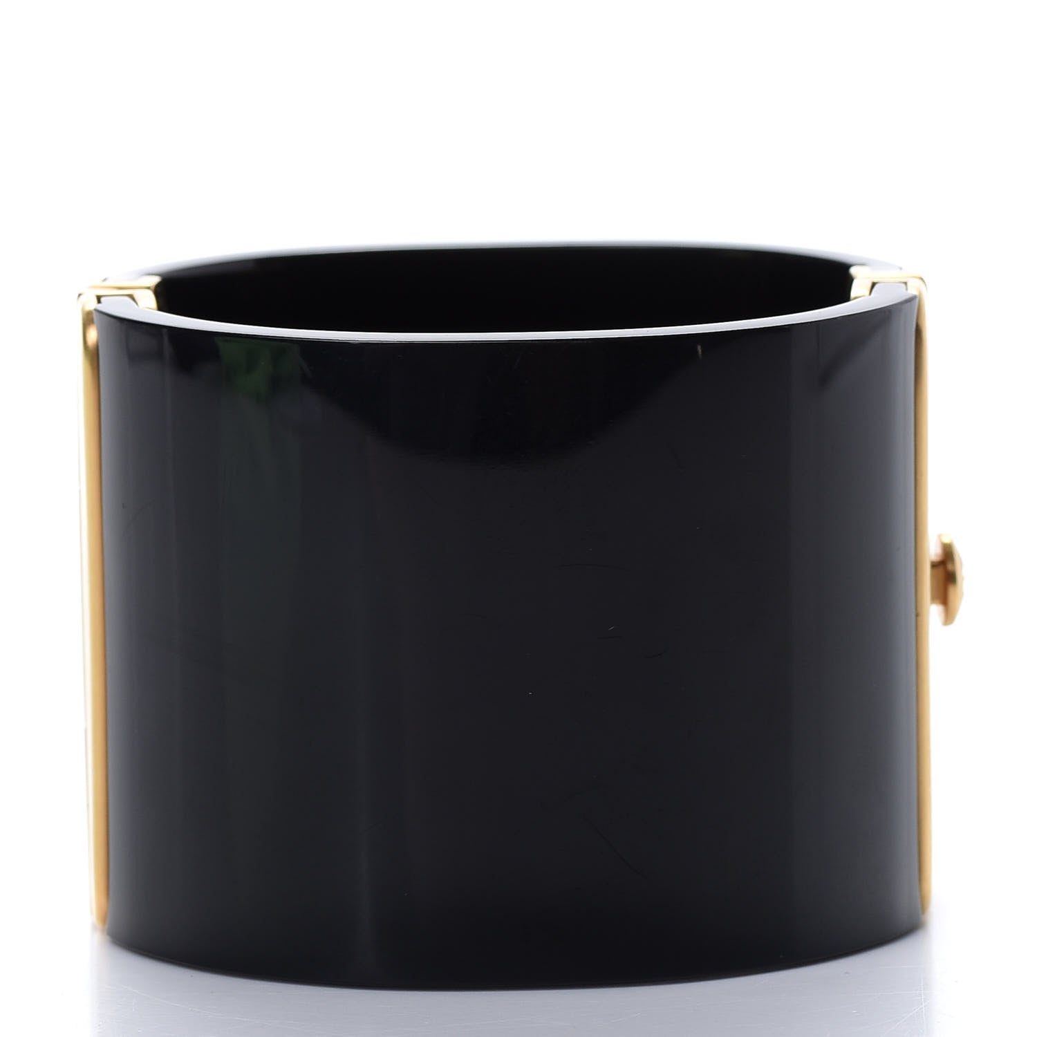 Chanel Resin CC Cuff Bracelet Black Gold 3 of 5