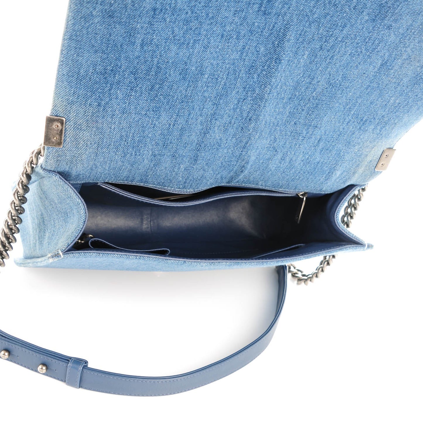 Denim Quilted Large Boy Flap Blue
