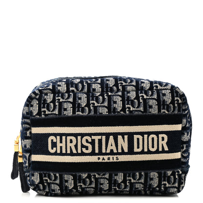 Christian Dior Velvet Oblique Cosmetic Pouch Blue 1 of 8