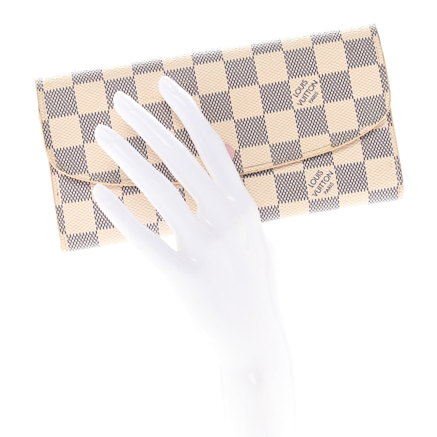 Louis Vuitton Damier Azur Emilie Wallet Rose Ballerine 2 of 10