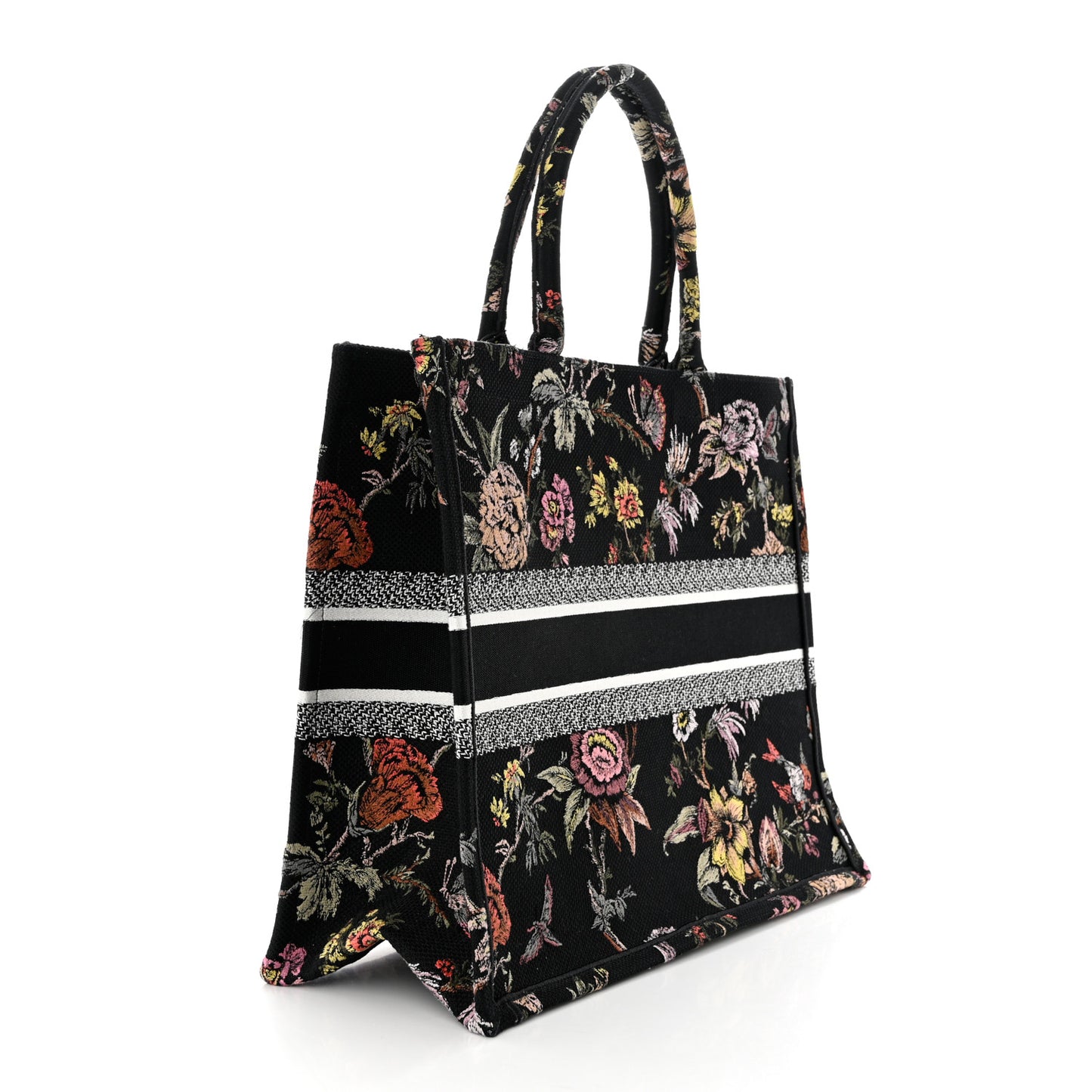 Canvas Embroidered Large Book Tote Black Multicolor