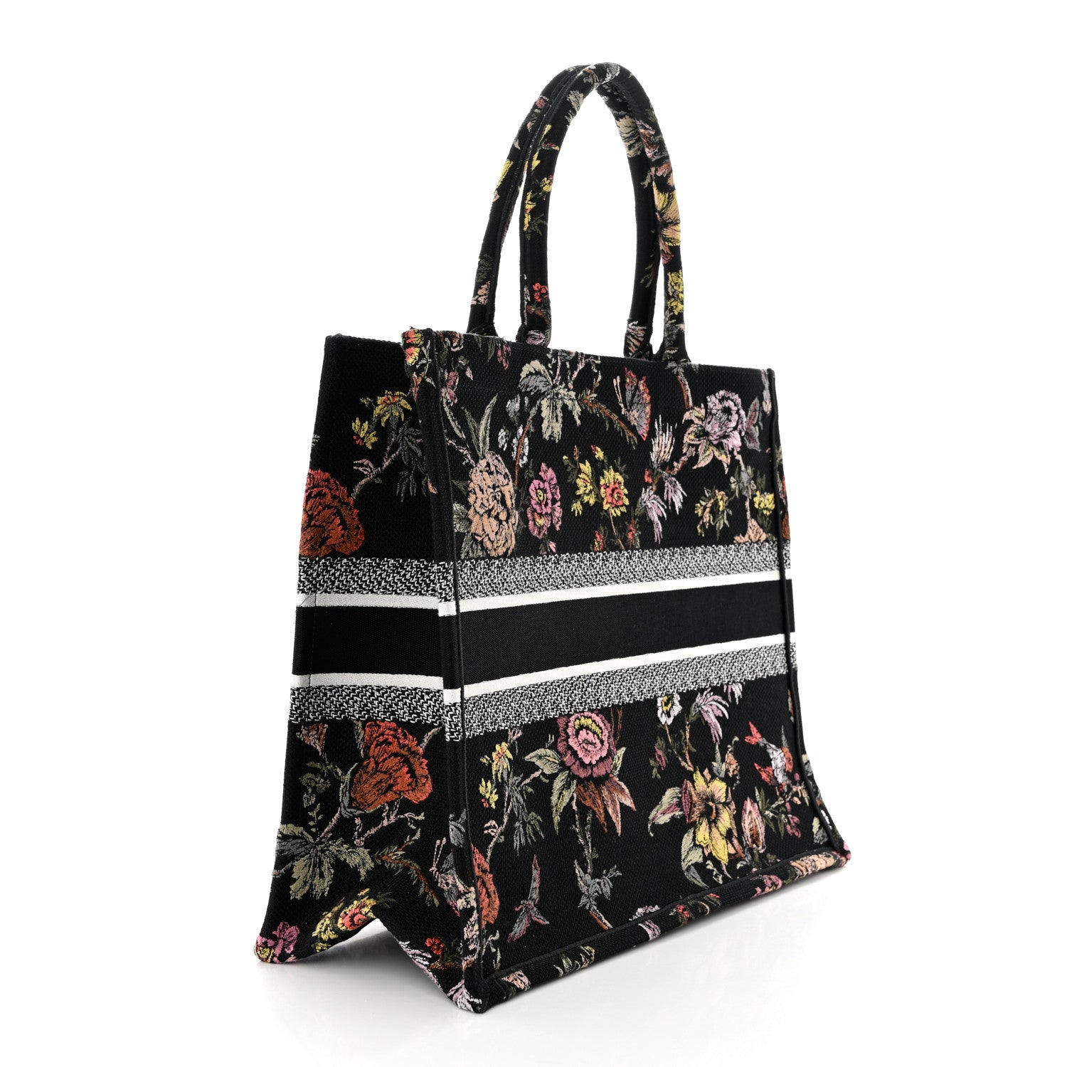 Christian Dior Canvas Embroidered Large Book Tote Black Multicolor 3 of 10