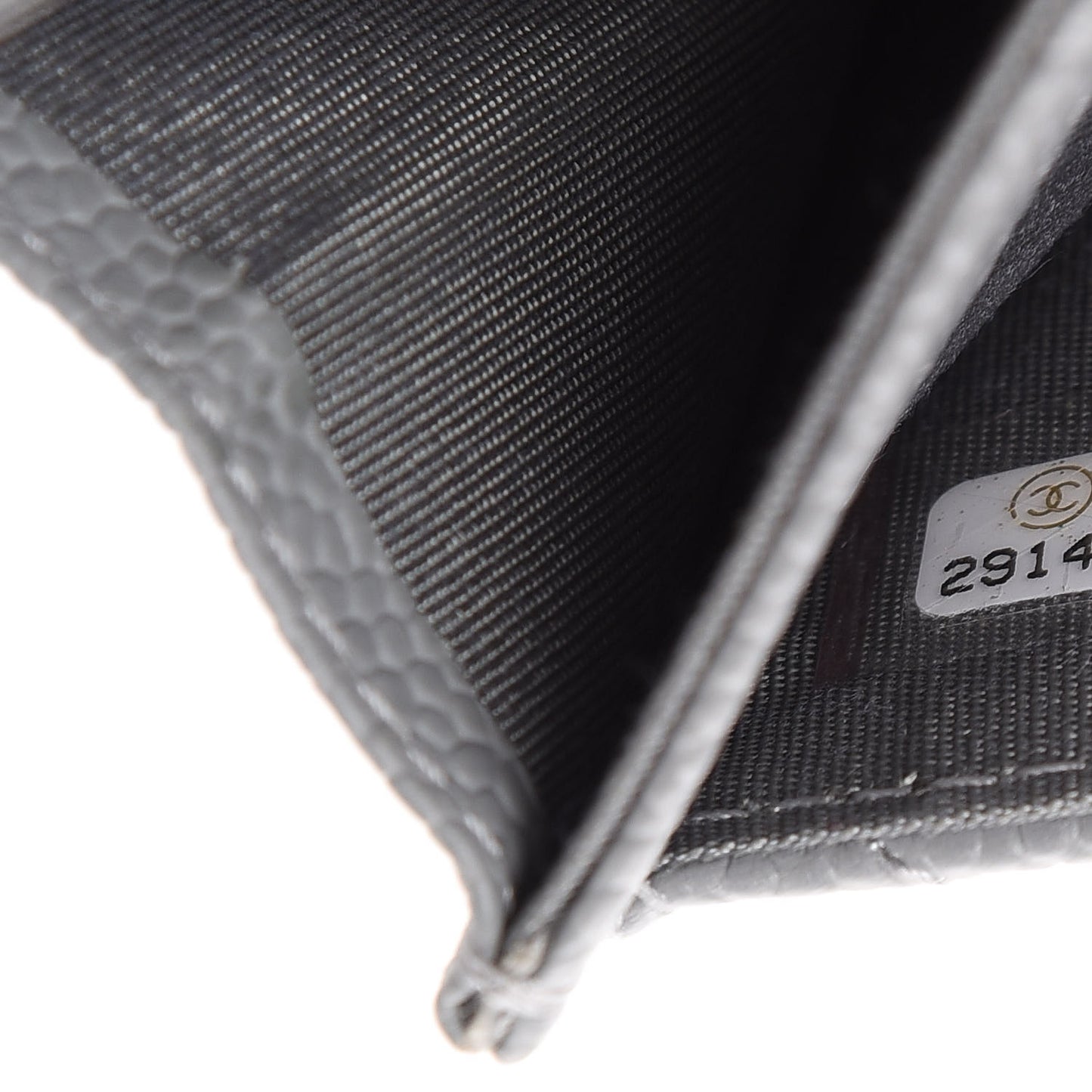 Caviar Chevron Quilted Boy Flap Card Holder Grey