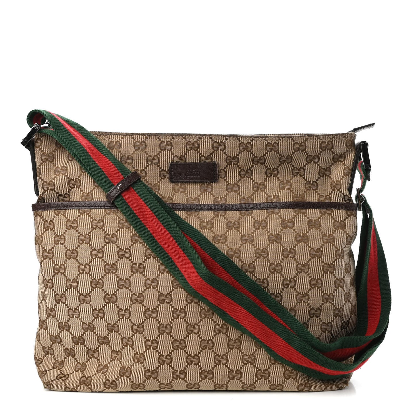 Monogram Web Medium Flat Messenger Bag Brown