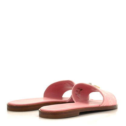 Louis Vuitton Denim Monogram Lock It Flat Mules 38 Pink 4 of 8