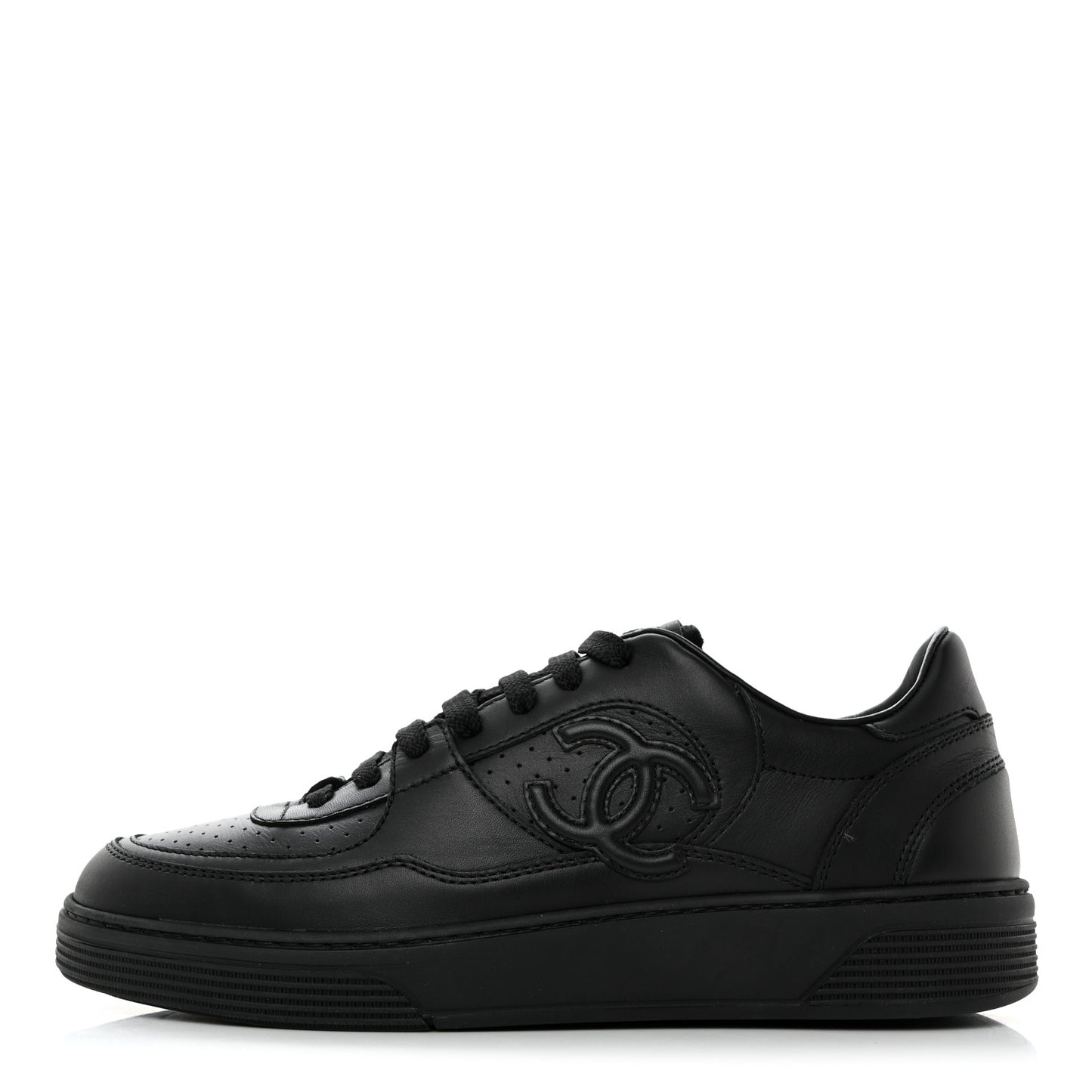 Calfskin CC Womens Sneakers 38.5 Black