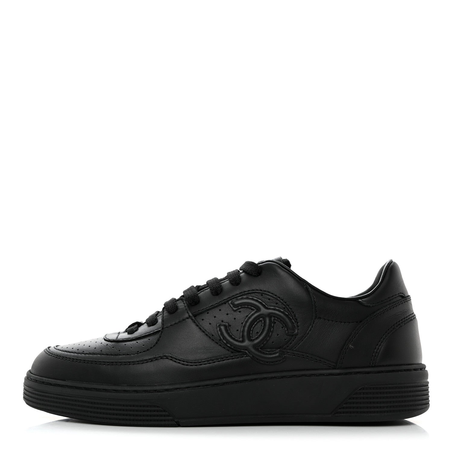 Chanel Calfskin CC Womens Sneakers 38.5 Black 1 of 10