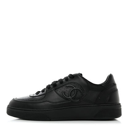 Chanel Calfskin CC Womens Sneakers 38.5 Black 1 of 10