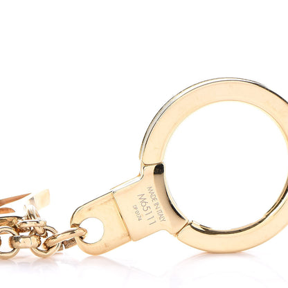 Louis Vuitton Brass Enamel Fleur De Monogram Bag Charm Chain Gold 3 of 5