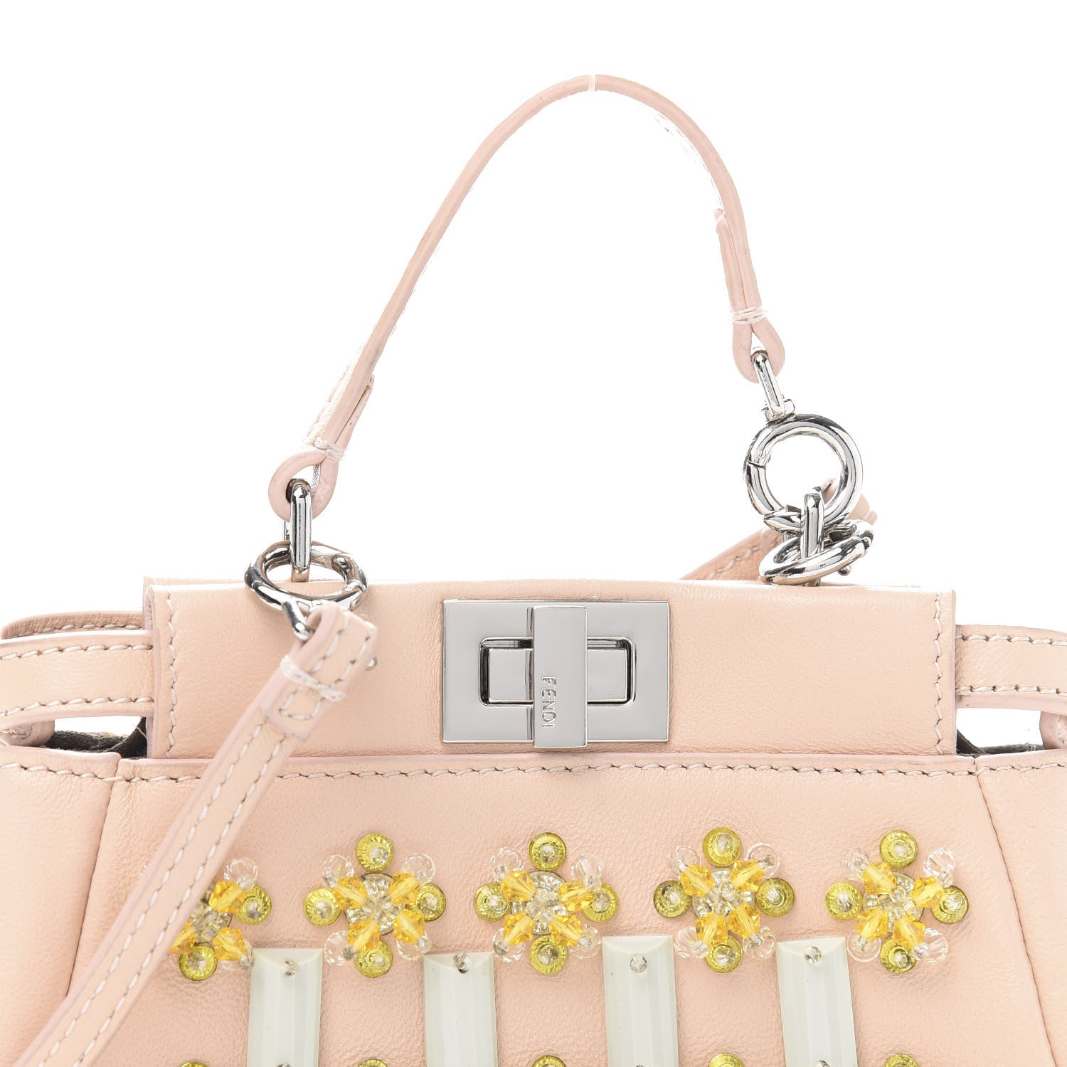 Fendi Goatskin Embellished Micro Peekaboo Iconic Satchel Light Pink 11 of 11