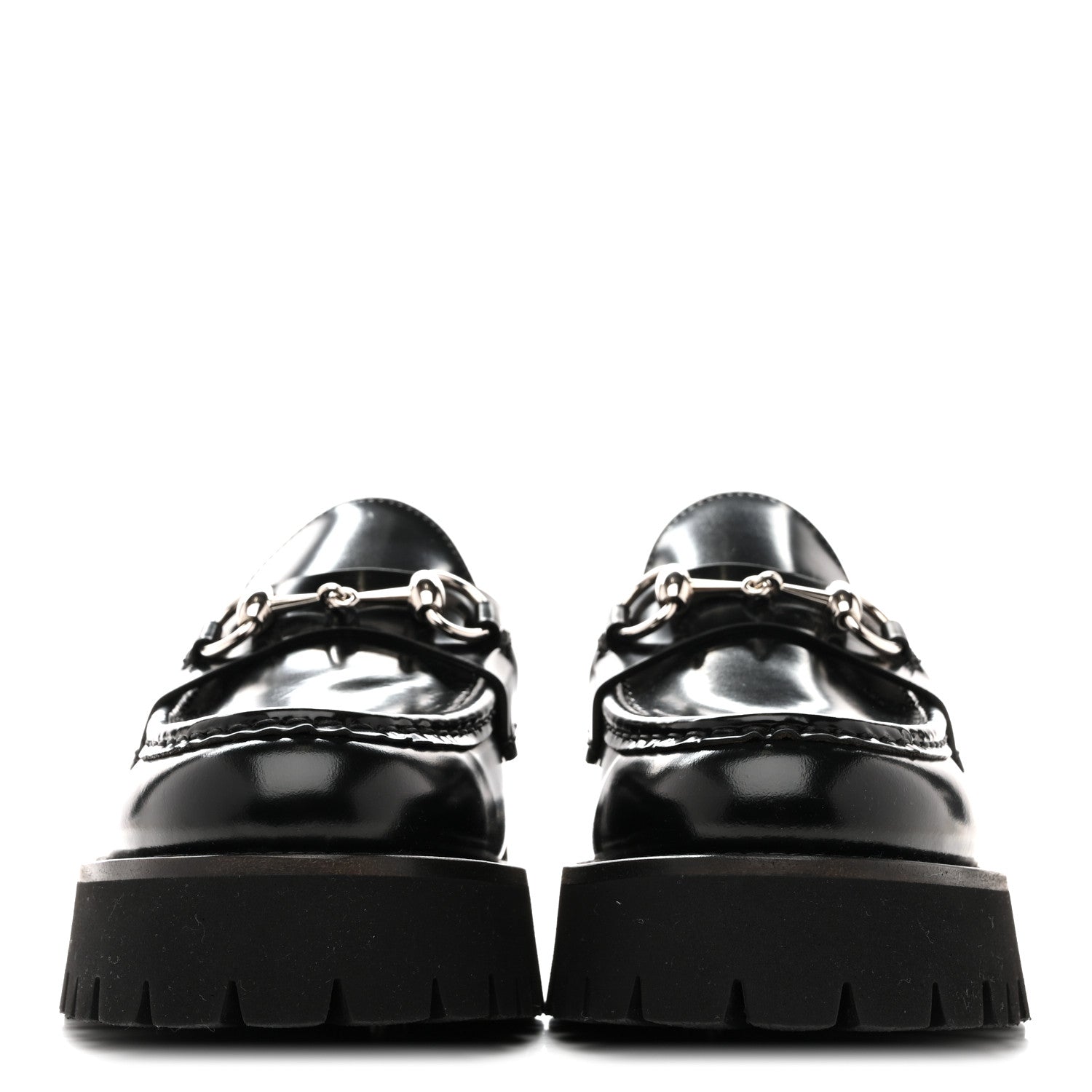 Gucci Cordovan Lux Womens Horsebit 45mm Platform Loafers 39.5 Black 3 of 10