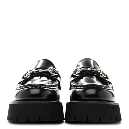 Gucci Cordovan Lux Womens Horsebit 45mm Platform Loafers 39.5 Black 3 of 10
