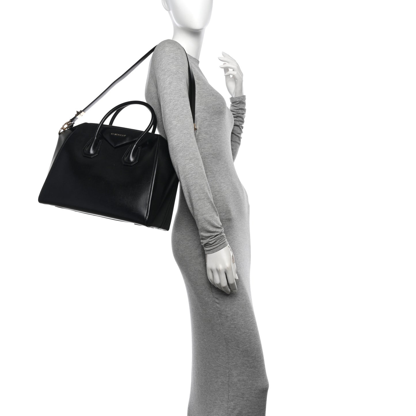 Shiny Lord Calfskin Medium Antigona Black