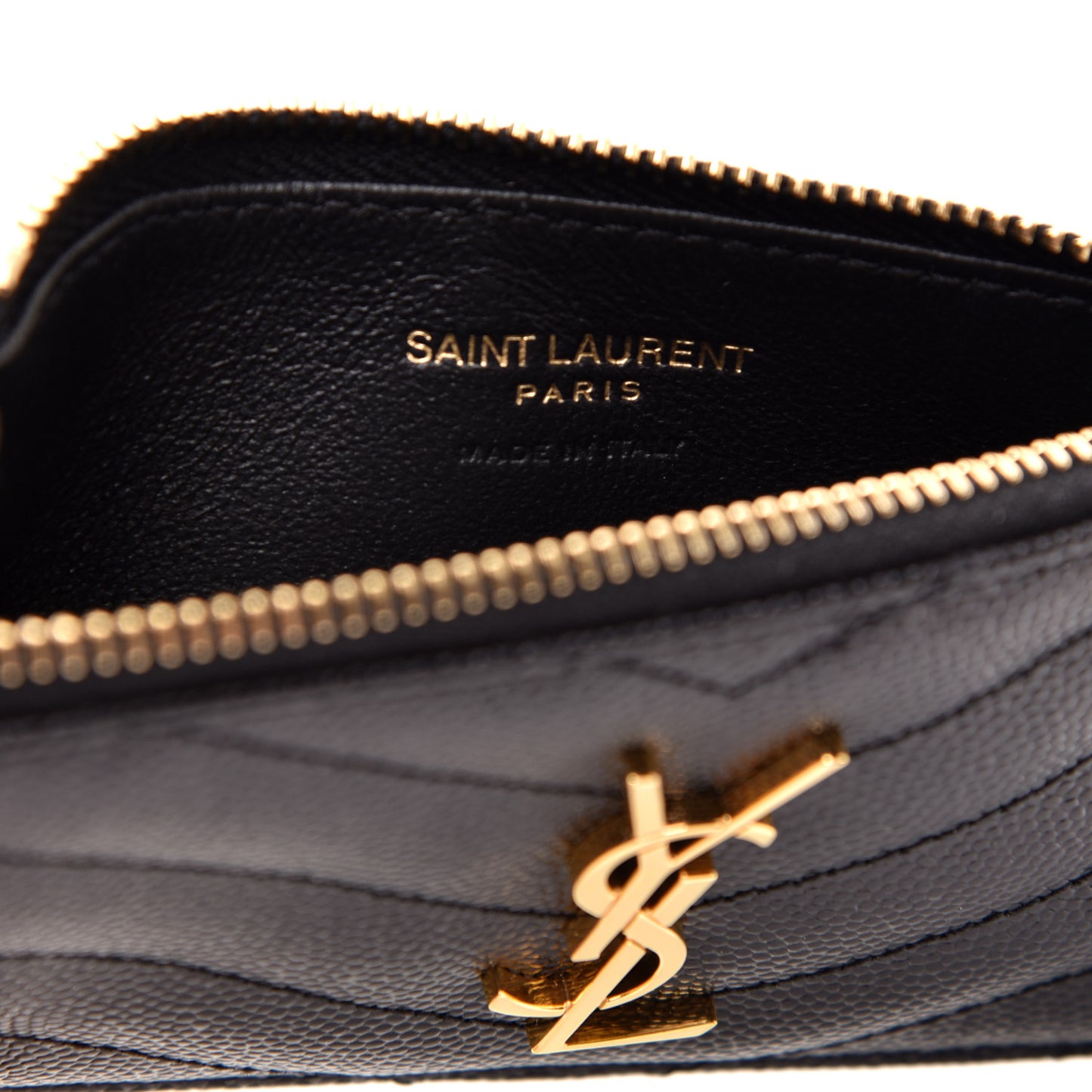 Grain De Poudre Matelasse Chevron Monogram Fragments Zippered Card Case Black